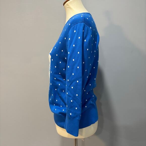 Lands' End Vintage Polka Dot Lamb Holiday Supima Cotton Sweater, Medium Petite - Picture 4 of 6